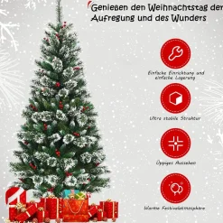 MARA Kunstkerstboom - Rode Bessen - Sneeuw - Denneboom - Metalen Standaard - Pvc - 210 Cm Shop