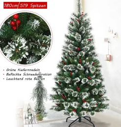 MARA Kunstkerstboom - Rode Bessen - Sneeuw - Denneboom - Metalen Standaard - Pvc - 210 Cm Shop