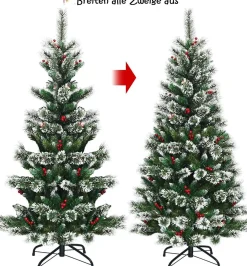MARA Kunstkerstboom - Rode Bessen - Sneeuw - Denneboom - Metalen Standaard - Pvc - 210 Cm Shop