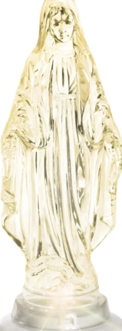Merkloos Kerstbeelden>Maria - Beeld - Led Verlichting - Transparant Kunststof - Warm Led - 21 Cm - Mariabeeld - Grafdecoratie