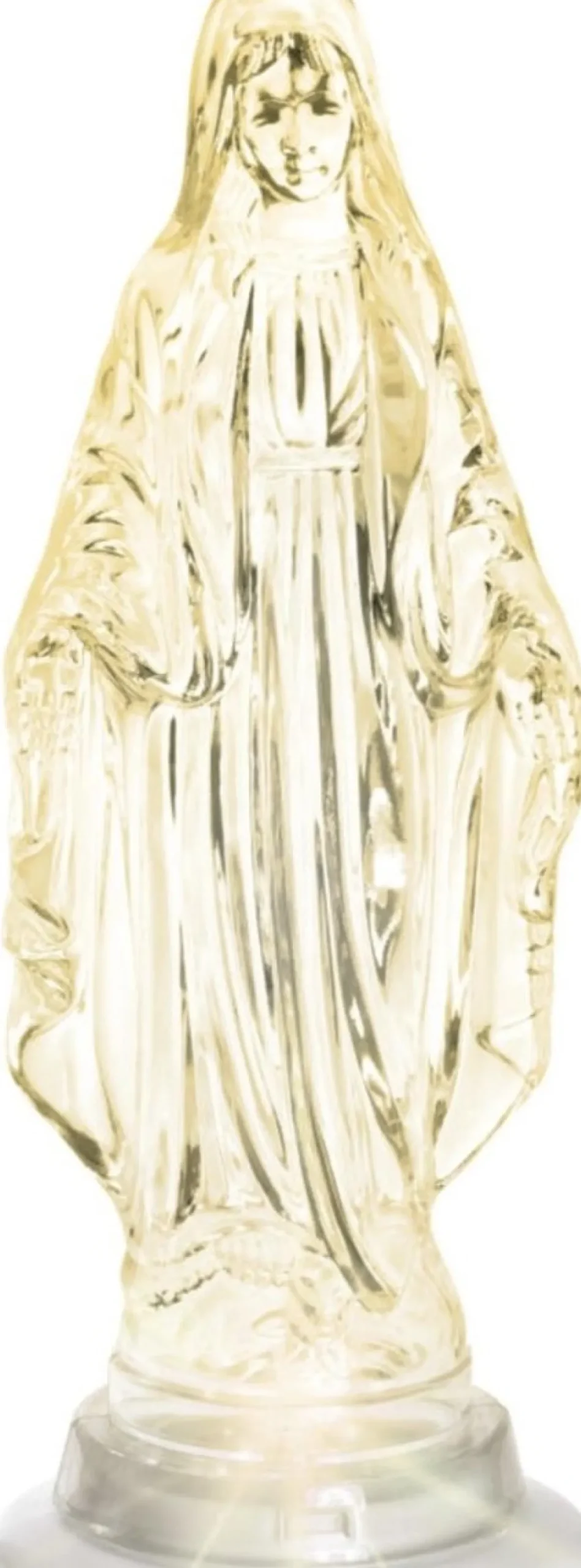 Merkloos Kerstbeelden>Maria - Beeld - Led Verlichting - Transparant Kunststof - Warm Led - 21 Cm - Mariabeeld - Grafdecoratie