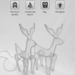 MaxxHome Kerstverlichting - Rendieren Met Slee - Kerstverlichting Figuur - Rendier -756 Lampjes - Warm Wit Licht Best Sale