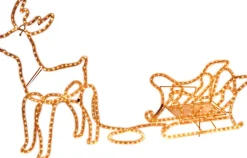 MaxxHome Kerstverlichting - Rendier Met Slee - Warm Wit Lichtslang - 216 Lampjes - 204X28Cm Hot