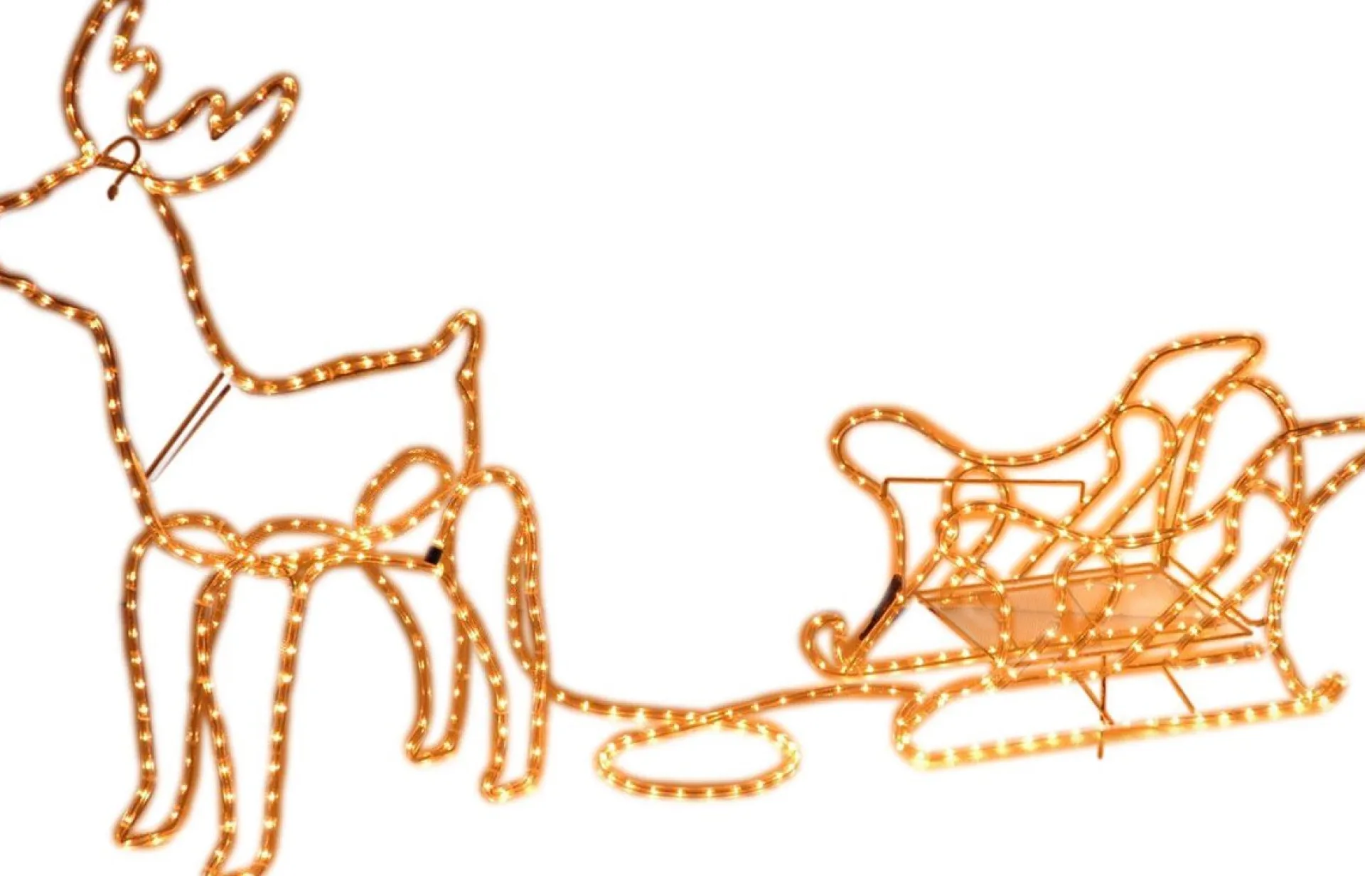 MaxxHome Kerstverlichting - Rendier Met Slee - Warm Wit Lichtslang - 216 Lampjes - 204X28Cm Hot