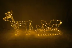 MaxxHome Kerstverlichting - Rendier Met Slee - Warm Wit Lichtslang - 216 Lampjes - 204X28Cm Hot