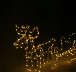 MaxxHome Kerstverlichting - Rendier Met Slee - Warm Wit Lichtslang - 216 Lampjes - 204X28Cm Hot