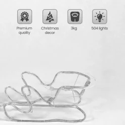 MaxxHome Kerstverlichting - Rendier Met Slee - Warm Wit Lichtslang - 216 Lampjes - 204X28Cm Hot