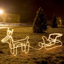 MaxxHome Kerstverlichting - Rendier Met Slee - Warm Wit Lichtslang - 216 Lampjes - 204X28Cm Hot