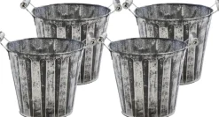 Mega Collections Kerststukjes> Kerststukje/Kerstbakje - 4X - Zink - Antraciet/ D11 X H10 Cm