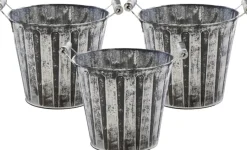 Mega Collections Kerststukjes> Kerststukje/Kerstbakje - 3X - Zink - Antraciet/ D11 X H10 Cm