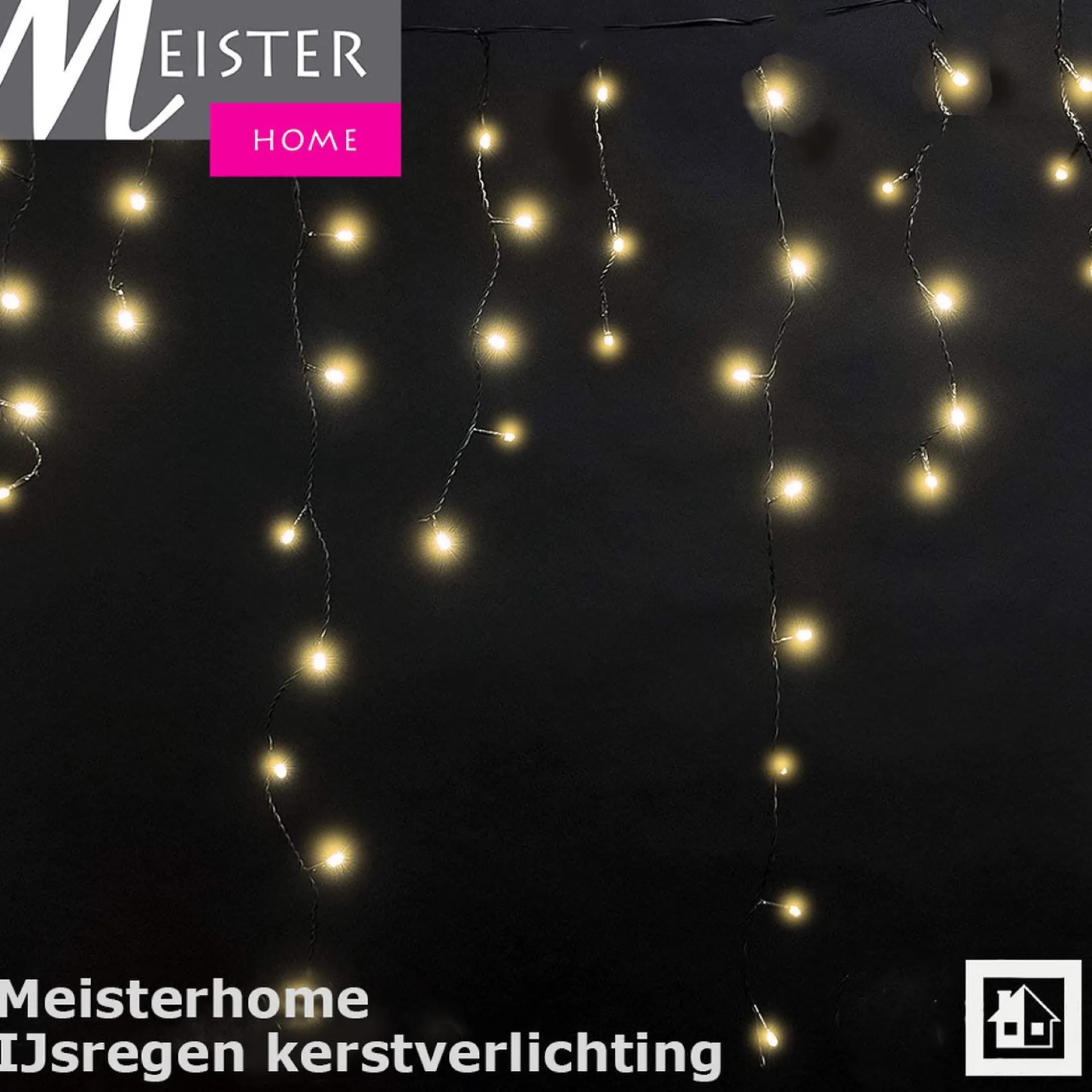 Meisterhome ® Ijsregen Kerstverlichting Lichtgordijn - 12 Meter Ijspegel - 600 Led Warm Wit - Met 8 Functies En Timer - Ijspegelverlichting Buiten Store