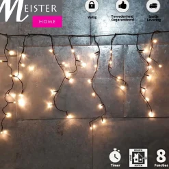 Meisterhome ® Ijsregen Kerstverlichting Lichtgordijn - 12 Meter Ijspegel - 600 Led Warm Wit - Met 8 Functies En Timer - Ijspegelverlichting Buiten Store
