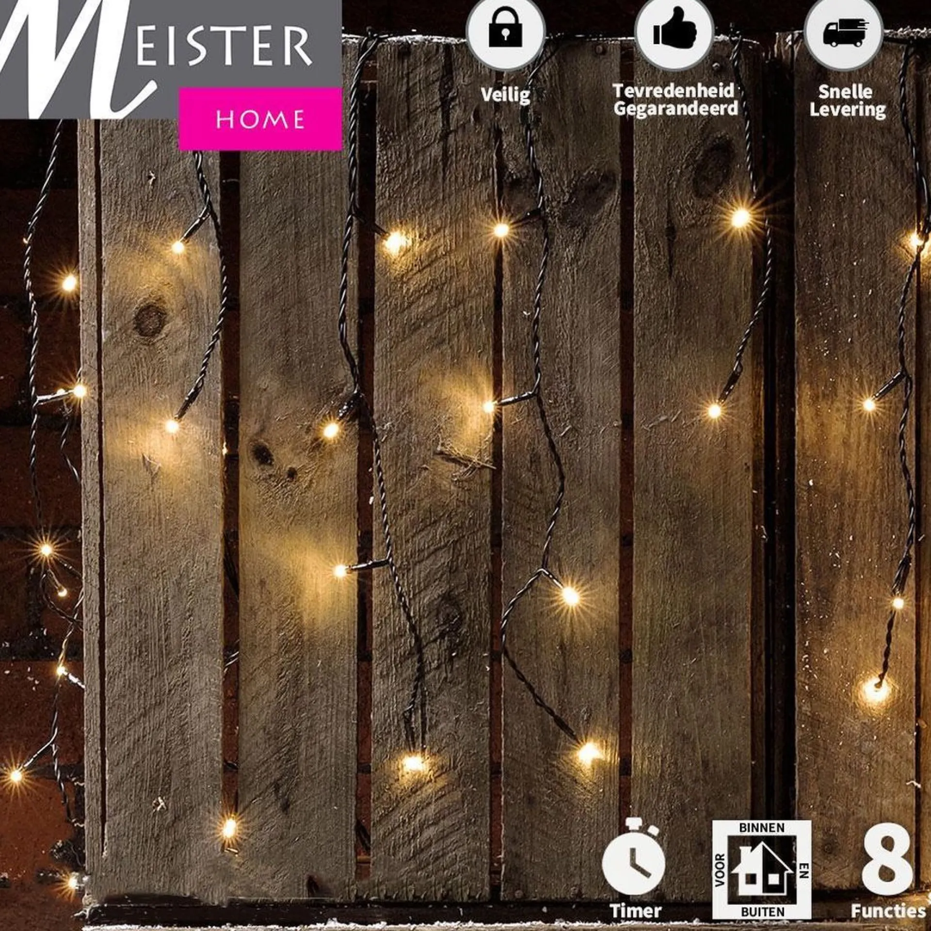 Meisterhome ® Ijsregen Kerstverlichting Lichtgordijn - 12 Meter Ijspegel - 600 Led Warm Wit - Met 8 Functies En Timer - Ijspegelverlichting Buiten Store