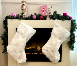 Meisterhome Kerstsokken>® Kerst Decoratie Kerstsokken Kerst Cadeau Kerstboom Kerst Sok Set Van 2 Stuks Goud En Zilver Geborduurd