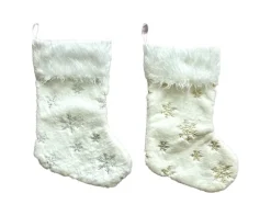 Meisterhome Kerstsokken></noscript>® Kerst Decoratie Kerstsokken Kerst Cadeau Kerstboom Kerst Sok Set Van 2 Stuks Goud En Zilver Geborduurd