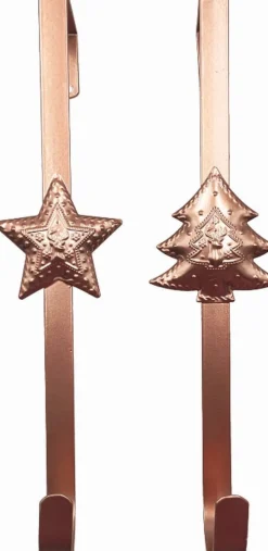Naturn Christmas Kerstkransen>Metalen Kerst Hanger - Kerstkrans Haak Set Van 2 | 10 X 6 X 29 Cm | Speciale Deurhanger Voor Over De Deur | Haak Om Jouw Kerstcadeaus In Zak Of Kerst Decoratie Aan Op Te Hangen | Koper