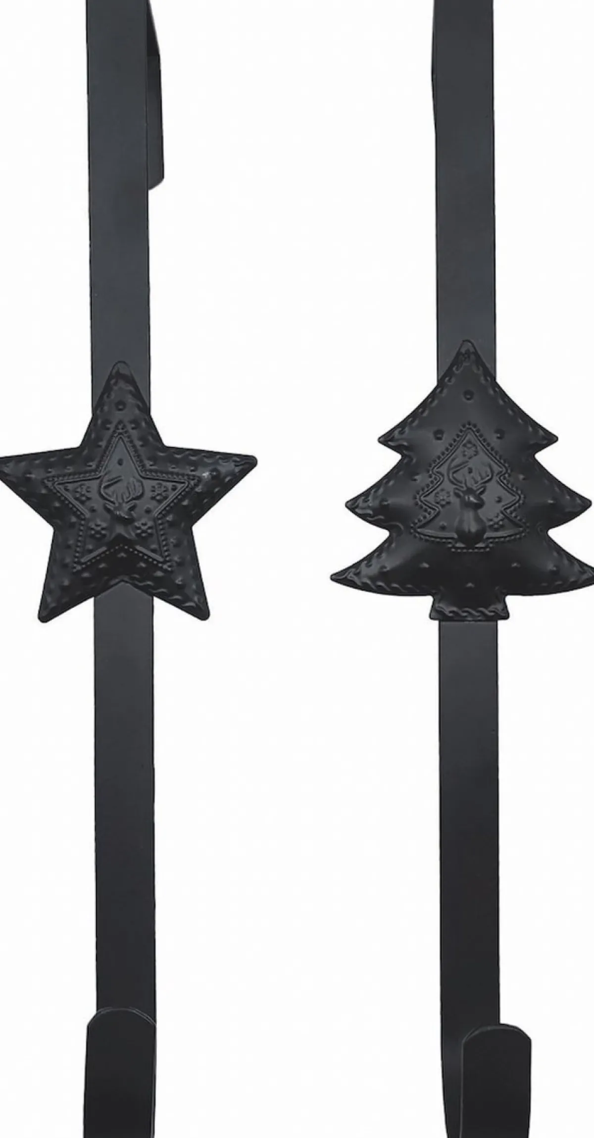 Naturn Christmas Kerstkransen>Metalen Kerst Hanger - Kerstkrans Haak Set Van 2 Stuks | 10 X 6 X 29 Cm | Speciale Deurhanger Voor Over De Deur | Haak Om Jouw Kerstcadeaus In Zak Of Kerst Decoratie Aan Op Te Hangen | Mat Zwart