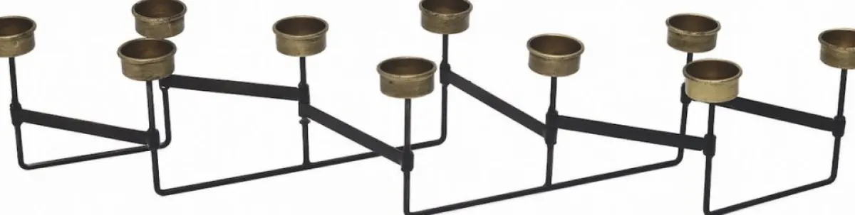 Naturn Christmas Kerststukjes>Metalen Kerstverlichting Kaarsen Houder - Harmonica | 60 Cm | Kerstversiering | Metalen Waxinelichtjes Houder | Dinner Tafel Decoratie | Kerst Decoratie | Tafel Kerst Versiering | Zwart