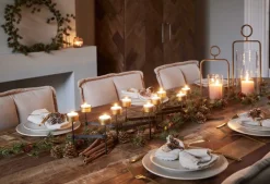 Naturn Christmas Kerststukjes>Metalen Kerstverlichting Kaarsen Houder - Harmonica | 60 Cm | Kerstversiering | Metalen Waxinelichtjes Houder | Dinner Tafel Decoratie | Kerst Decoratie | Tafel Kerst Versiering | Zwart