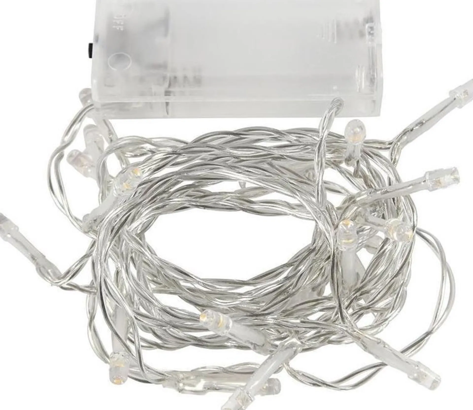 Merkloos Micro 20 Lamp Led Verlichting Transparant Op Batterijen - Kerst Lichtsnoer - Kerstverlichting Store