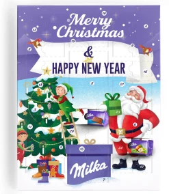 Milka Adventskalender - Adventkalender 2023 - 24 Overheerlijke Chocolaatjes - 4 Verschillende Smaken Chocolade - Het Perfecte Kerstcadeau - "Fijne Feestdagen" Best