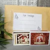 ’merkloos’ Kerststallen>Mini Houten Kerststal In Doosje Inclusief Envelop, Originele Wenskaart Kerst, Cadeau Idee Kerst