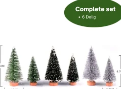 BeautyFit Mini Kerstboom 6 Stuks - Miniatuur Kerstboompjes - Kerstversiering - Kerstdecoratie Voor Binnen - Kerstcadeau - Kleine Kerstbomen - Kerst Cadeau - Kerstcadeau Voor Vrouwen En Mannen Outlet