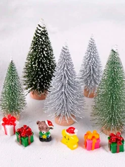 BeautyFit Mini Kerstboom 6 Stuks - Miniatuur Kerstboompjes - Kerstversiering - Kerstdecoratie Voor Binnen - Kerstcadeau - Kleine Kerstbomen - Kerst Cadeau - Kerstcadeau Voor Vrouwen En Mannen Outlet