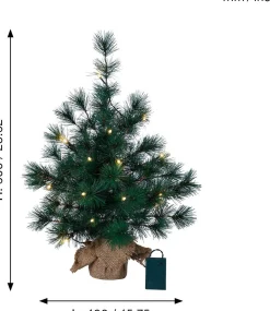 Star Trading Mini Kerstboom Furu -60Cm -Lichtkleur: Warm Wit -Werkt Op Batterijen -Met Timer Functie -Kerstdecoratie New