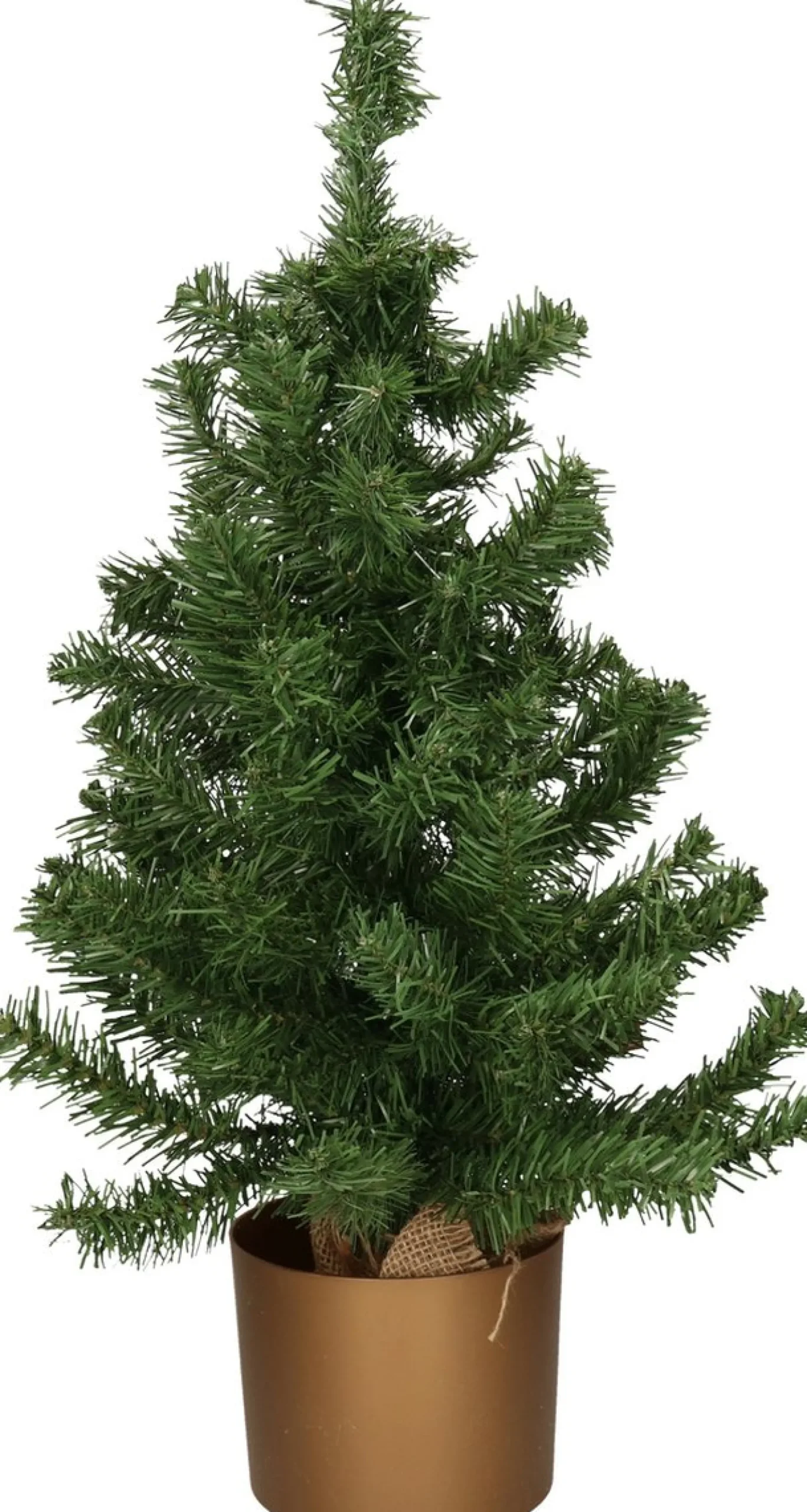 Everlands Mini Kerstboom Groen - In Gouden Kunststof Pot - 75 Cm - Kunstboom New