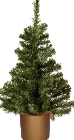 Everlands Mini Kerstboom Groen - In Gouden Kunststof Pot - 60 Cm - Kunstboom Shop