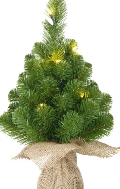Merkloos Mini Kerstboom/Kunstboom Met Verlichting 45 Cm En Inclusief Kerstballen Oranje - Kerstversiering Store