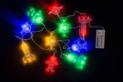 Everlands Mini Kerstboompje - 45 Cm - Incl. Ruimte Thema Lichtsnoer 165 Cm - Kunststof Fashion