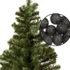 Merkloos Mini Kerstboompje Groen - Met Verlichte Bollen Lichtsnoer H60 Cm Zwart Shop