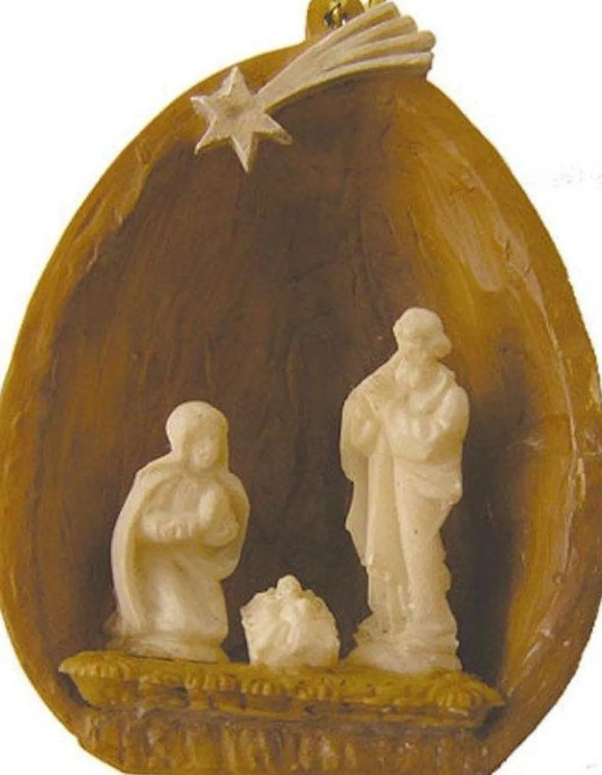 Merkloos Kerststallen>Mini Kerstgroep / Kribbe In Notendop