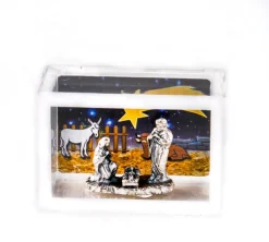 Merkloos Kerststallen>Mini Kerstgroep / Kribbe In Frame Rechthoekig 5 X 3,5 X2,2 Cm Italy