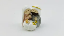 Merkloos Kerststallen>Mini Kribbe / Kerstgroep , 3 X 3 X 3.5 Cm/ Massief Polystone Beeldje