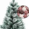 Merkloos Mini Kunst Kerstboom Besneeuwd -Incl. Lichtsnoer Bollen Mix H60 Cm Rood Clearance
