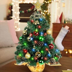 Selwo Mini-Kerstboom, 45 Cm, Mini-Kerstboom Voor Tafel, Miniatuur, Mini-Kerstboom Met Led-Lichtsnoer, Kunstkerstboom, Kleine Kerstdecoratie Cheap