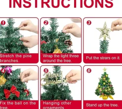 Selwo Mini-Kerstboom, 45 Cm, Mini-Kerstboom Voor Tafel, Miniatuur, Mini-Kerstboom Met Led-Lichtsnoer, Kunstkerstboom, Kleine Kerstdecoratie Cheap