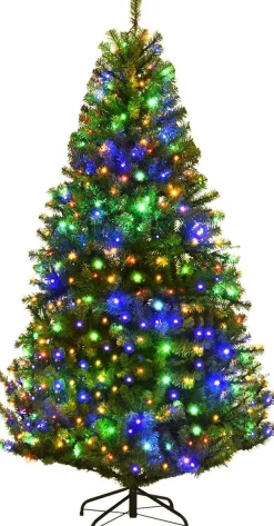 Costway Monkey's Kunstkerstboom - Met Led Lichtketting - Groen - Kerstmis - Kerstboom - 180 Cm Sale