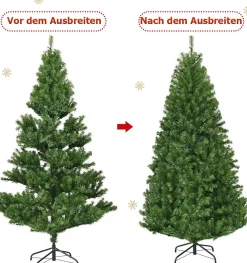 Costway Monkey's Kunstkerstboom - Met Led Lichtketting - Groen - Kerstmis - Kerstboom - 180 Cm Sale