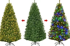 Costway Monkey's Kunstkerstboom - Met Led Lichtketting - Groen - Kerstmis - Kerstboom - 180 Cm Sale