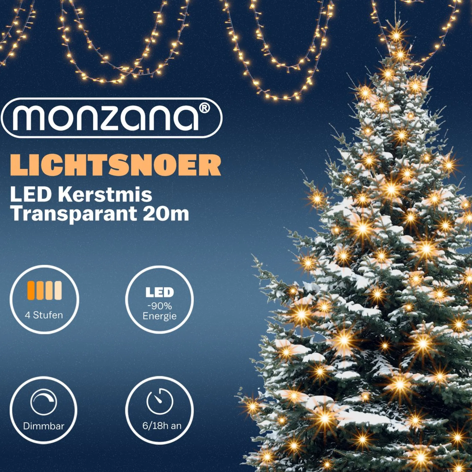 Monzana Lichtsnoer 200 Leds – Afstandsbediening Timer – Warm Wit Clearance