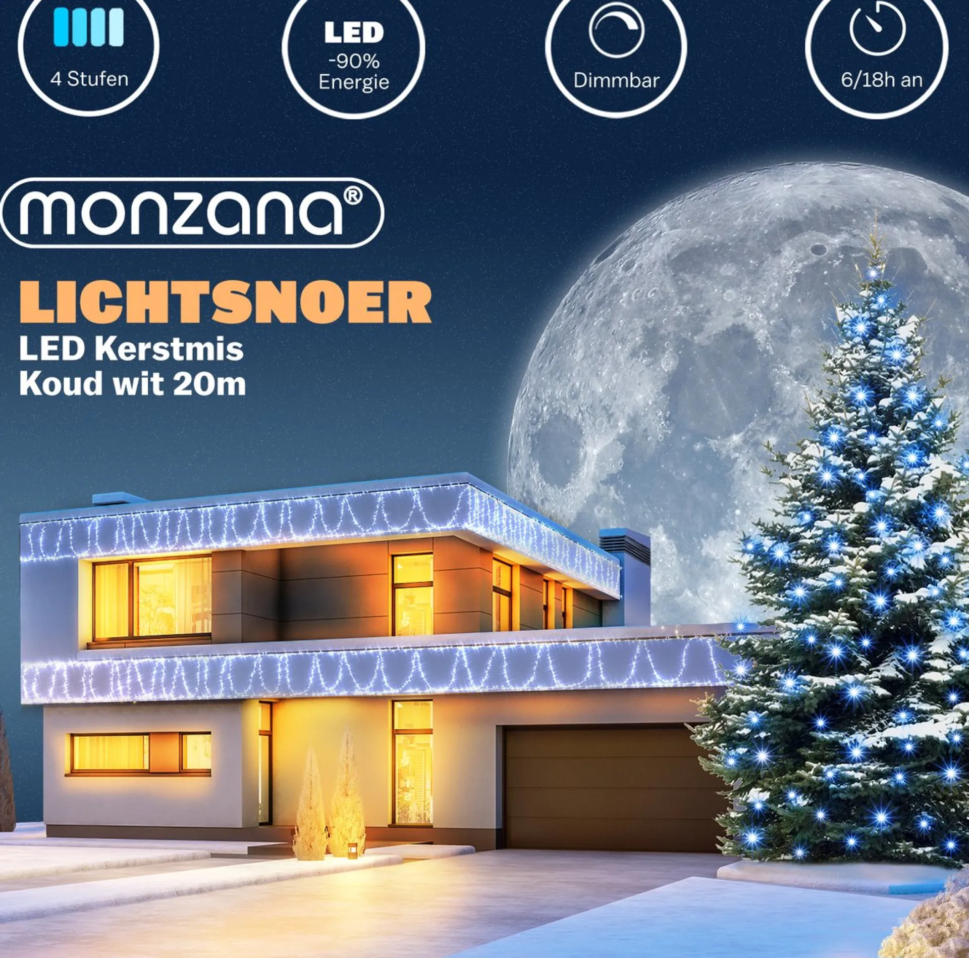 Monzana Lichtsnoer 200 Leds – Afstandsbediening Timer – Koud Wit Cheap