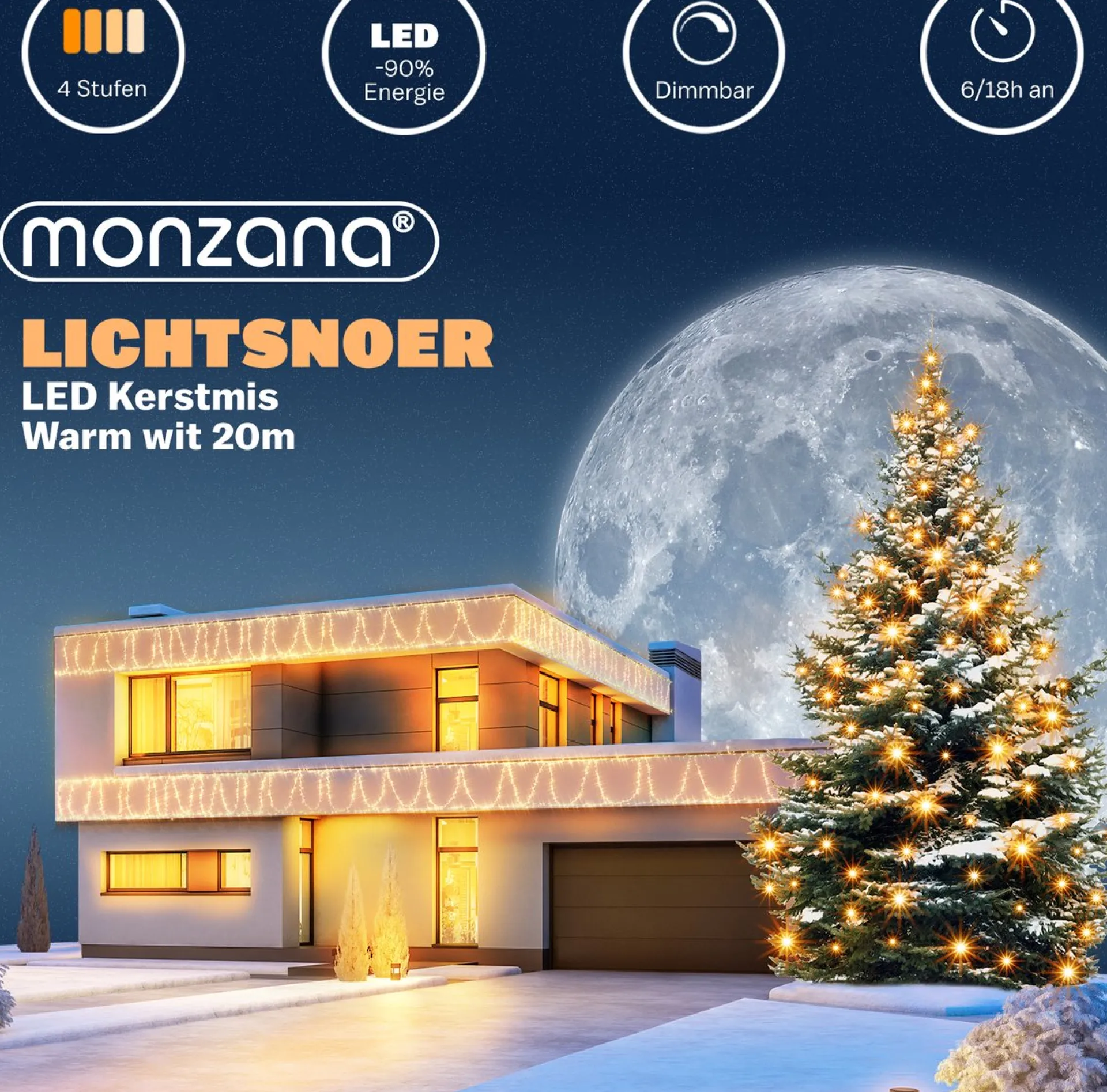 Monzana Lichtsnoer 200 Leds – Afstandsbediening Timer – Warm Wit Cheap