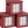 medina Nancy's Hamon Opbergdozen - Kerstballen - Set Van 3 - Opvouwbaar - 64 Vakjes Per Doos - Rood - 30,5 X 30,5 X 30,5 Cm Flash Sale