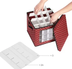 medina Nancy's Hamon Opbergdozen - Kerstballen - Set Van 3 - Opvouwbaar - 64 Vakjes Per Doos - Rood - 30,5 X 30,5 X 30,5 Cm Flash Sale