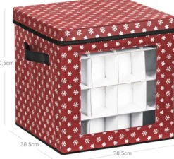 medina Nancy's Hamon Opbergdozen - Kerstballen - Set Van 3 - Opvouwbaar - 64 Vakjes Per Doos - Rood - 30,5 X 30,5 X 30,5 Cm Flash Sale