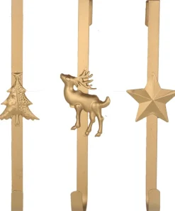 Naturn Christmas Kersthanger> Metalen Krans Haak - Set Van 3 | 10 X 6 X 29 Cm | Feestdagen Deurhanger | Feestdecoratie Over De Deur Haak | Goud